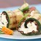 Grilled zucchini rolls stuffed with bacon cheese