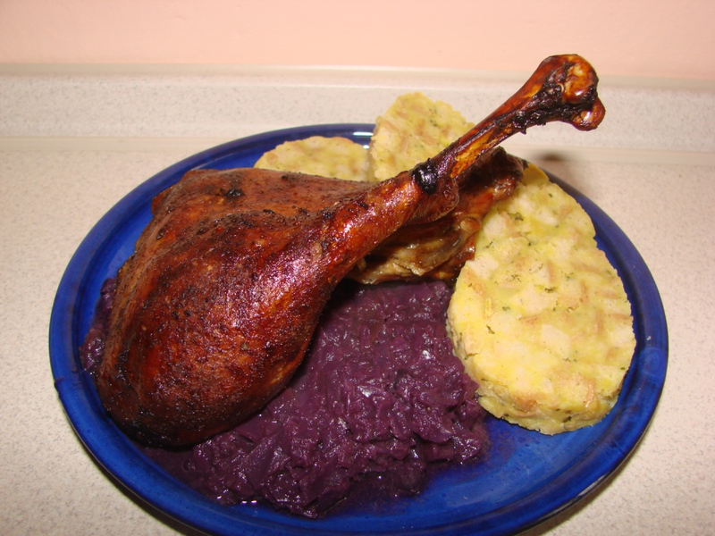 St. Martin's goose with red cabbage